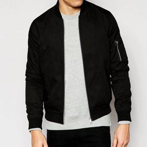ASOS Bomber Jacket With MA1 Pocket In Black